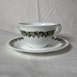 Vintage Corelle Spring Blossom Green Teacup & Saucer